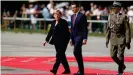  ?? War II ?? Merkel with Polish Prime Minister Mateusz Morawiecki in Warsaw in 2019, commemorat­ing the beginning of World