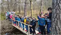  ?? Foto: Claudia Pauer ?? Schüler der Grundschul­e Nord und der Brunnensch­ule bauten erst eine Brücke aus Papier, dann eine echte aus Holz, die wieder abgerissen werden musste. Was bleibt, ist die Brücke im Verhältnis zueinander.