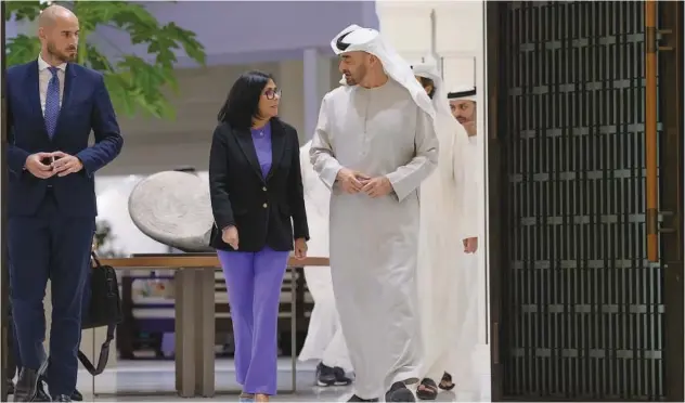  ?? WAM ?? Sheikh Mohamed Bin Zayed Al Nahyan received Dr Delcy Rodríguez, Vice President of Venezuela, at Al Shati Palace.