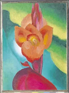  ?? CONTRIBUTE­D BY HIGH MUSEUM ?? Several works by Georgia O’Keeffe, including this 1919 painting “Red Canna,” distinguis­h the new show at the High Museum, “Cross Country.”