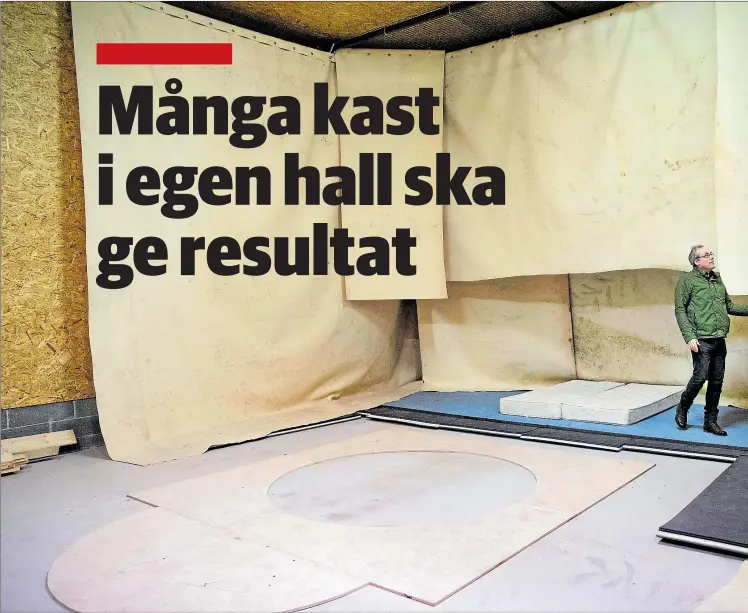  ?? FOTO: LINA ENLUND ?? INTE ILLA. Henrik Fröberg såg till att det på den verkliga hemmaplane­n skapades bra träningsfö­rhållanden för släggkasta­rna.