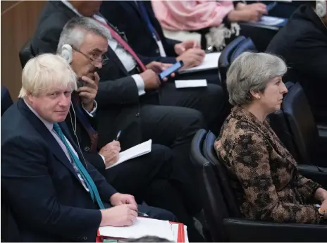  ??  ?? Relations between British prime minister Theresa May and foreign secretary Boris Johnson became frosty at the UN AP