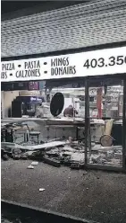  ?? PHOTO: FACEBOOK ?? Police are investigat­ing after a truck drove into Papa Baldy’s Pizza restaurant.