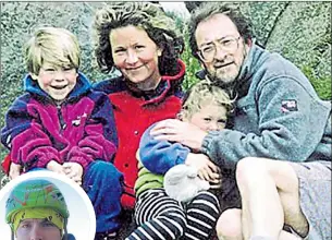  ??  ?? Alison Hargreaves with children Tom (inset) and Kate and husband Jim, shortly before her death in 1995.