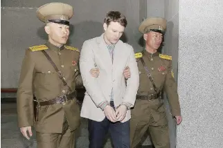  ?? LaPresse ?? La vittima americana Otto Warmbier, il 22enne rilasciato l’anno scorso da Pyongyang e morto poi in patria