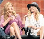  ?? PHOTO BY TODD WILLIAMSON/INVISION/AP, FILE ?? In this 2012 file photo, Connie Britton, left, and Hayden Panettiere attend the “Nashville” panel at the Disney ABC TCA Day 2 at the Beverly Hilton Hotel in Beverly Hills, Calif. “Nashville” survived one previous cancellati­on, but the final curtain call is coming when the sixth and final season premieres Jan. 4, 2018, on CMT.