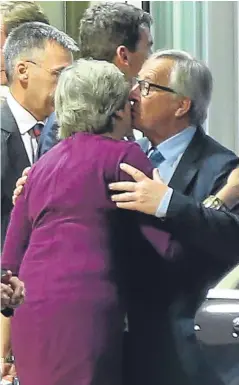 ?? Picture: Getty. ?? European Commission President Jean-Claude Juncker sends off Theresa May after their meeting at the European Commission building in Brussels.