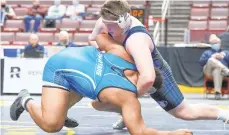  ?? DAVID GARRETT/SPECIAL TO THE MORNING CALL ?? Nazareth Sean Kinney wrestled Hempfield Isaiah Vance in 285lb semi. PIAA state 3A wrestling semi-finals at Giant Center in Hershey on Saturday.