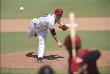  ?? NWA Democrat-Gazette/Charlie Kaijo ?? STILL STUCK: Northwest Arkansas Naturals pitcher Tyler Zuber (44) throws during a Sept. 2, 2019, game at Arvest Ballpark in Springdale.