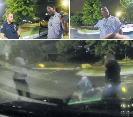  ?? Photos / AP ?? Screen grabs from the police car’s dashboard camera show the unfolding of the confrontat­ion in Atlanta.