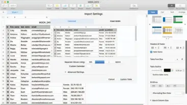  ??  ?? New Import Settings ease the process of massaging data from disparate sources into Numbers.