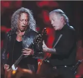  ?? STAFF ARCHIVES ?? Guitarist Kirk Hammett, left, singer James Hetfield and the rest of Metallica delivered a superlativ­e streaming concert that raised funds for their charity.