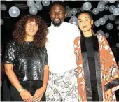  ?? Pictures by Masi Losi ?? Shaniel Mjekevu, Monwabisi Thethe and his wife Cheslyn at the opening of their Kanpai restaurant in Rosebank.