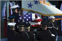  ?? MANUEL BALCE CENETA / AP ?? The flag-draped casket of former Secretary of State Colin Powell is carried into the Washington National Cathedral for a funeral service in Washington on Friday.
