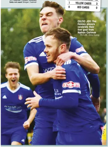  ?? PICTURE: Chris Hyslop ?? CELTIC JOY: The Farsley players celebrate their first goal from Nathan Cartman