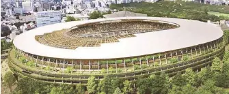  ??  ?? An artist rendering of the New National Stadium in Tokyo currently under constructi­on in preparatio­n for the 2020 Tokyo Olympics