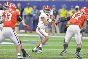  ?? DALE ZANINE/USA TODAY SPORTS ?? Alabama’s Tua Tagovailoa (ankle), who has 36 TD passes, is expected to be back for the Orange Bowl.