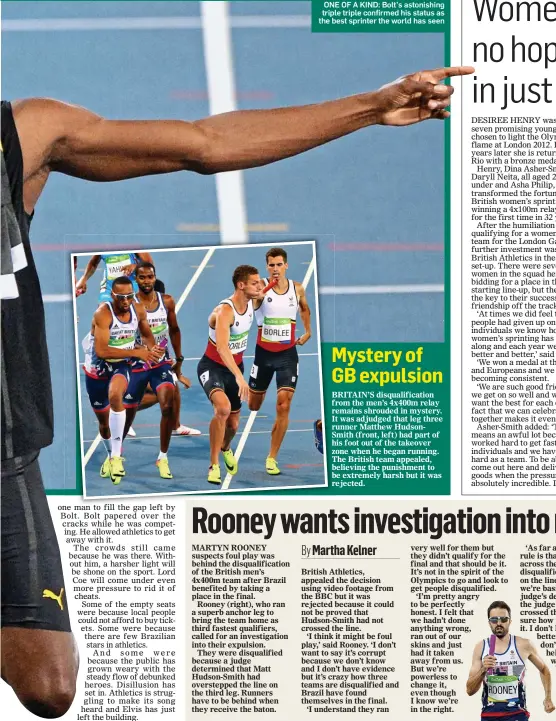  ??  ?? ONE OF A KIND: Bolt’s astonishin­g triple triple confirmed his status as the best sprinter the world has seen