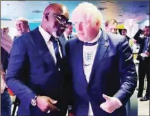  ??  ?? Amaju Pinnick (left) and British Prime Minister, Boris Johnson, during Sunday night Euro 2020 final at the Wembley Stadium in London