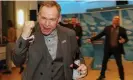  ?? Photograph: Leonhard Simon/EPA ?? An AfD supporter celebrates after the Bavarian state elections in Munich, Germany on 8 October.