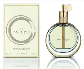  ??  ?? By Invitation is a new eau de parfum for women by Burnaby-born crooner Michael Bublé.