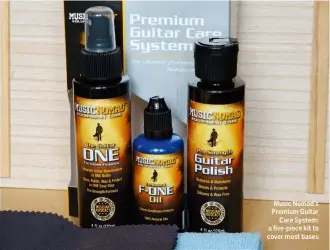  ??  ?? Music Nomad’s Premium Guitar Care System: a five-piece kit to cover most bases