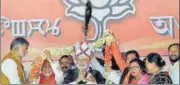  ?? PTI ?? Prime Minister Narendra Modi at a rally in Imphal’s Langjing Achouba ground on Saturday.