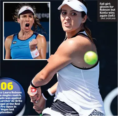  ?? DAVE SHOPLAND ?? Fall girl: gloom for Robson but Konta wins again (left)