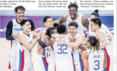  ?? ?? GILAS PILIPINAS faces a tall order in its Olympic bid. (PSC-POC Media/file photo)
