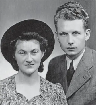  ?? FOTO VHŮ ?? Alexander Marcibal (* 14. ledna 1920) na poválečném snímku s manželkou Wandou, kterou poznal během služby v polské zahraniční armádě