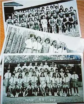  ??  ?? Black-and-white photograph­s of the writer and her classmates taken in the 1960s.