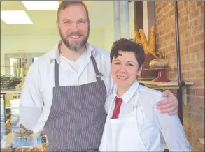  ?? MELANIE EKSAL/Penticton Herald ?? Jan Petrasek and Silvia Petraskova craft artisan breads and delicious treats all from scratch with inspiratio­n from around Europe. Their shop, Petrasek Bakery, opens in Nanaimo Square today.