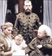  ??  ?? Queen Victoria at Balmoral Castle circa 1896 with Tsar Nicholas II of Russia. On the left is Tsarina Alexandra, the granddaugh­ter of the queen, holding her baby daughter, Grand Duchess Olga
