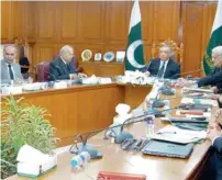  ?? APP ?? Chief Justice of Pakistan Asif Saeed Khosa (second right) chairing the meeting of the National Judicial Policy Making Committee in Islamabad. —