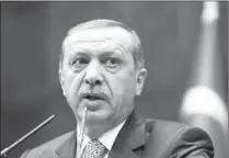  ?? BURHAN OZBILICI/AP ?? Turkey’s Prime Minister Recep Tayyip Erdogan has lashed out at Turkish and foreign enemies he claimed were conspiring to bring his government down.