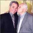  ?? NY Daily News via Getty Images ?? Mets manager Bobby Valentine gets a kiss from Dodgers vice president Tommy Lasorda at the New York Athletic Club in 2000, where Valentine was honored as the club’s manager of the year.