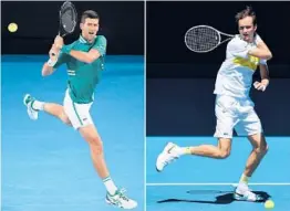  ?? GETTY PHOTOS ?? Daniil Medvedev, right, will play Novak Djokovic in the Australian Open men’s singles final on Sunday.