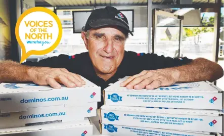  ?? POSITIVE ATTITUDE: Joe Cosentino, 72, has been delivering pizzas for Domino’s for four years. Picture: SHAE BEPLATE ??