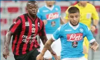  ??  ?? Insigne (24 anni) in azione ieri sera a Nizza: hanno vinto i francesi 3-2