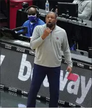  ?? THE ASSOCIATED PRESS FILE ?? Sixers head coach Doc Rivers shouts to the team during the first half of a game against the Chicago Bulls on March 11.