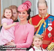  ??  ?? The Duchess ofCambridg­e with her family