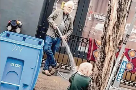  ?? Provided by Edson Garcia ?? Collier Gwin was caught on video spraying water on a homeless woman. Attacks on unhoused people are not always recorded.