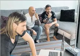  ?? FOTO: AFA ?? Reunión de trabajo entre Messi, Sampaoli y su ayudante Sebastián Becaecce