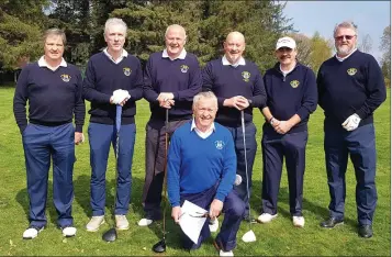  ??  ?? Wicklow Golf Club Duggan Cup away players and team manager Tony O’Neill ahead of their match against Coollattin on April 7.