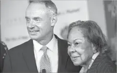  ?? Mary Altaffer Associated Press ?? THE MUSEUM has been the dream of Rachel Robinson, Jackie’s widow, who is shown with baseball Commission­er Rob Manfred.