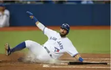  ?? STEVE RUSSELL/TORONTO STAR ?? Kevin Pillar scored the opening run for Toronto on Friday, after a third-inning double. Pillar is second on the Blue Jays in hits this season.