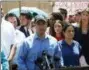  ?? CEDAR ATTANASIO - THE AP ?? Rep. Joaquin Castro speaks alongside members of the Hispanic Caucus after touring inside of the Border Patrol station in Clint, Texas, Monday. Castro’s identical twin, presidenti­al candidate Julian Castro, held a rally outside the building over the weekend.