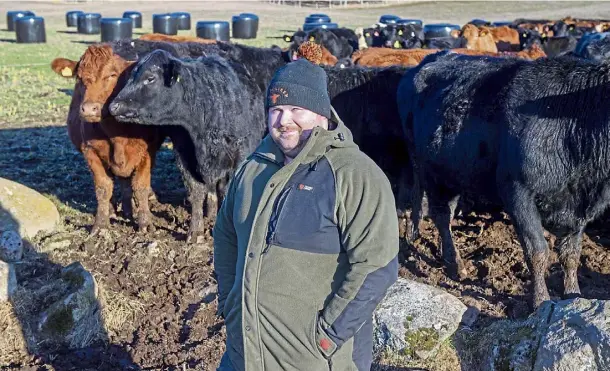  ?? ?? GROWING HERD: Duncan Morrison chooses breeds which suit the lowmainten­ance system on his farm near Torphins, where he has invested time and money into rotational grazing.