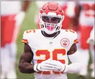  ?? Justin Edmonds / Associated Press ?? Chiefs running back Le’Veon Bell will face his former team, the Jets, on Sunday in Kansas City.