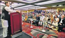  ?? PTI ?? Rahul Gandhi during a meeting with NRIs at Times Square in New York on Wednesday.